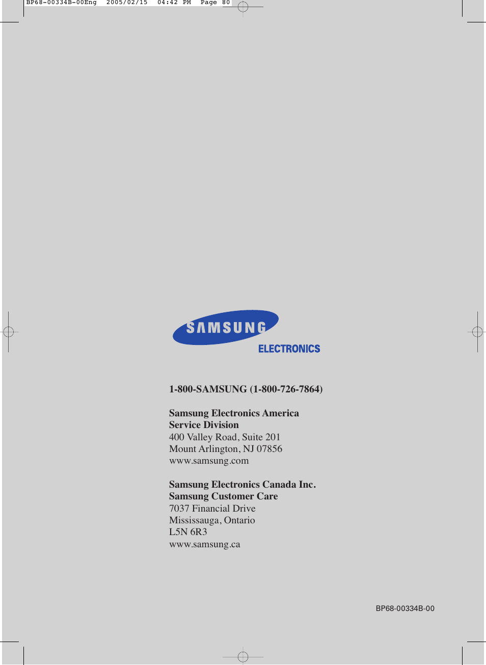 Samsung HCR4245WX-XAA User Manual | Page 80 / 80