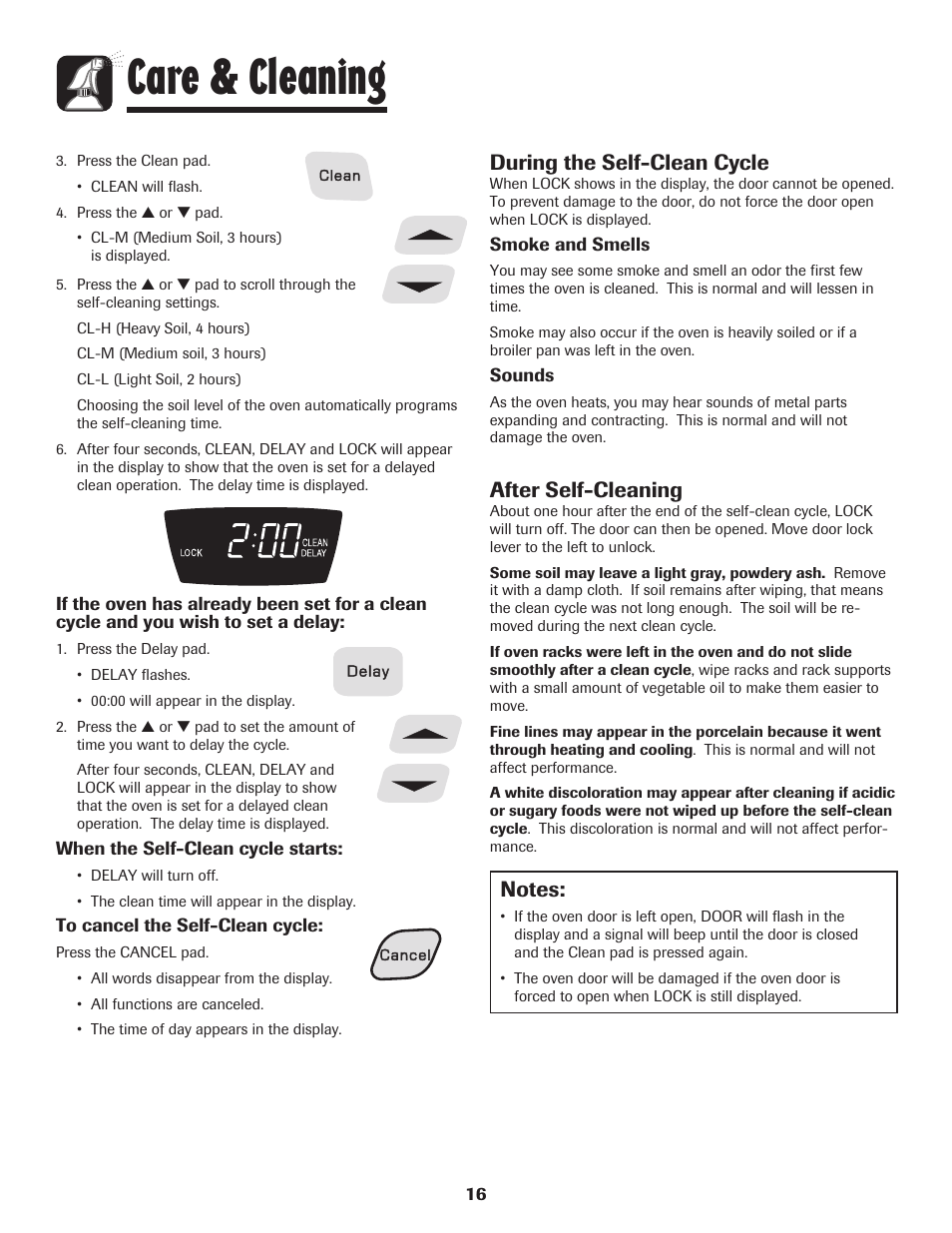 Care & cleaning, During the self-clean cycle, After self-cleaning | Amana Coil User Manual | Page 17 / 76