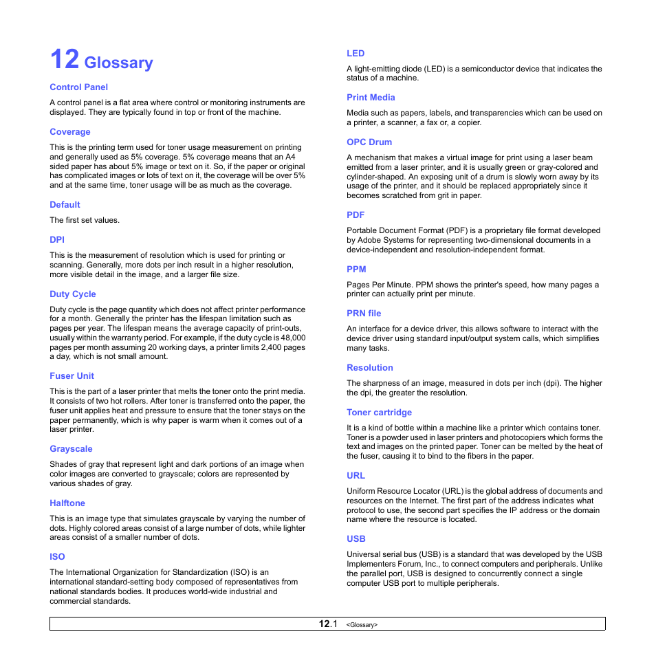 Glossary | Samsung SCX-4500-XAA User Manual | Page 55 / 94