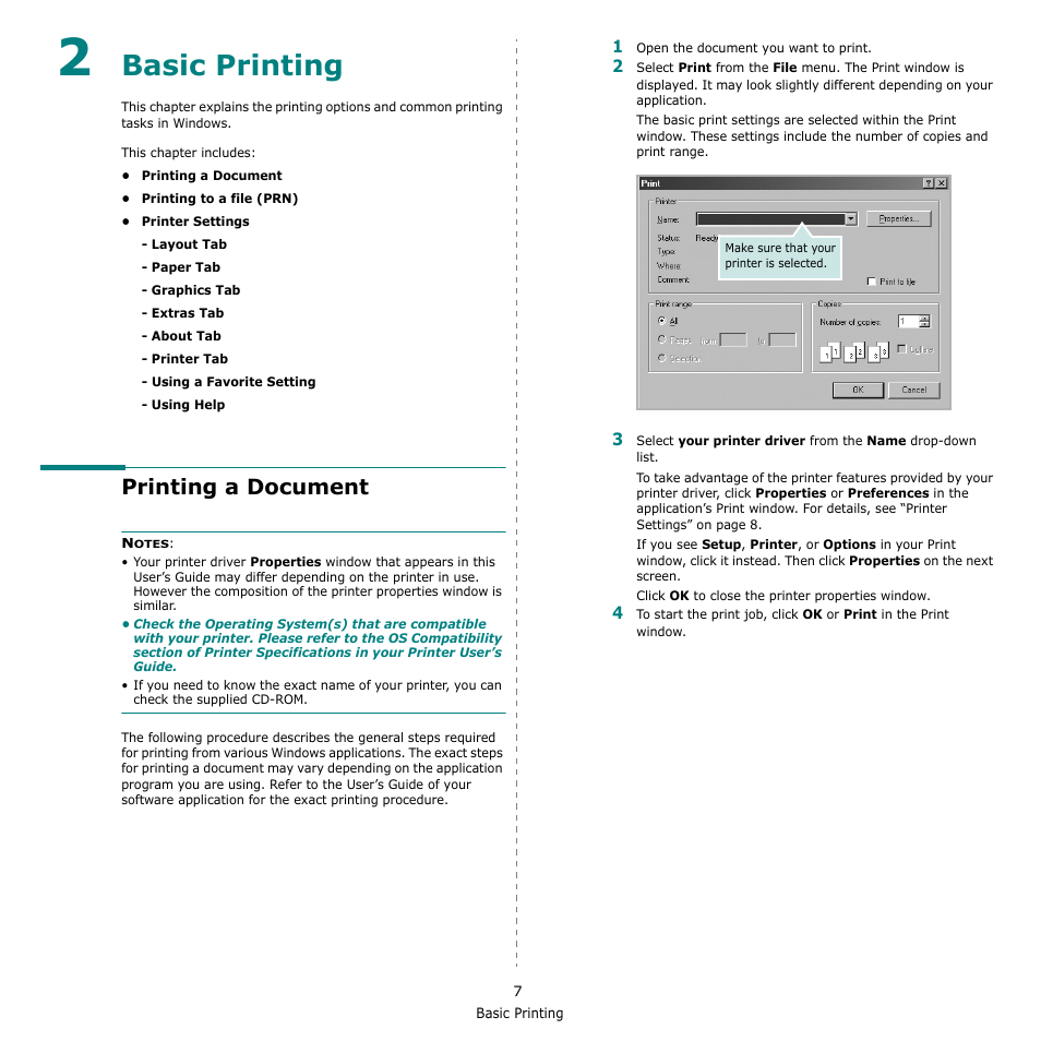 Basic printing, Printing a document, Chapter 2 | Samsung SCX-4500-XAA User Manual | Page 64 / 94