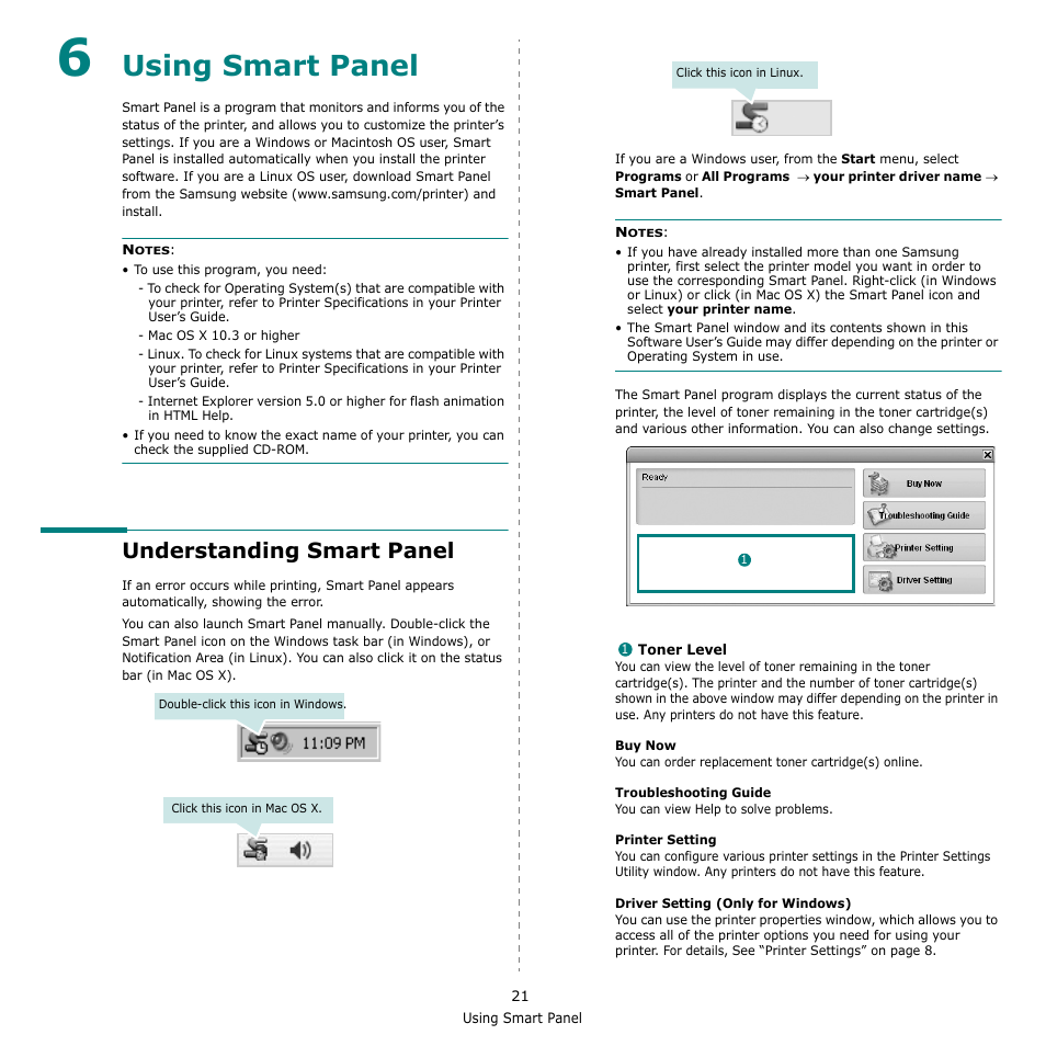 Using smart panel, Understanding smart panel, Chapter 6 | Samsung SCX-4500-XAA User Manual | Page 78 / 94