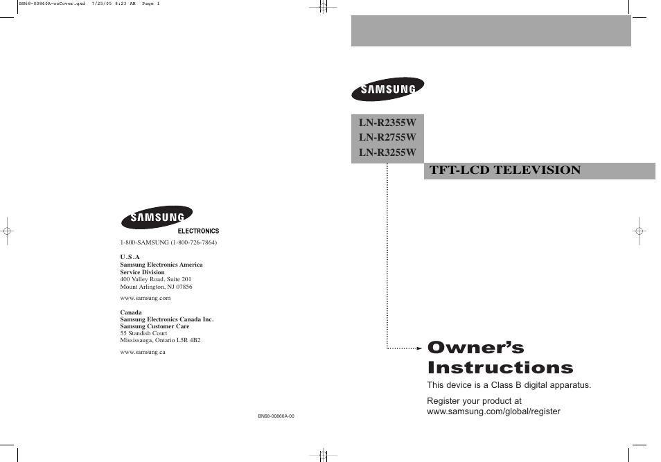 Samsung LNR3255WX-XAA User Manual | 62 pages