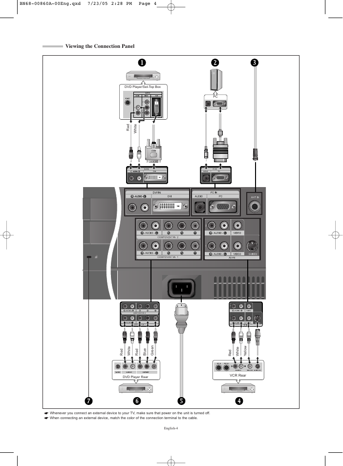 Viewing the connection panel | Samsung LNR3255WX-XAA User Manual | Page 6 / 62