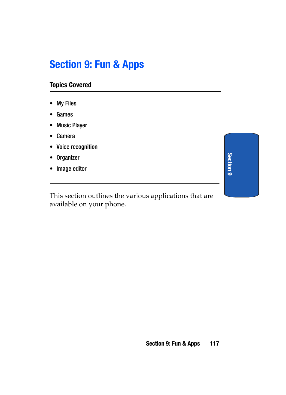 Section 9: fun & apps | Samsung SGH-T619SSBTMB User Manual | Page 121 / 212