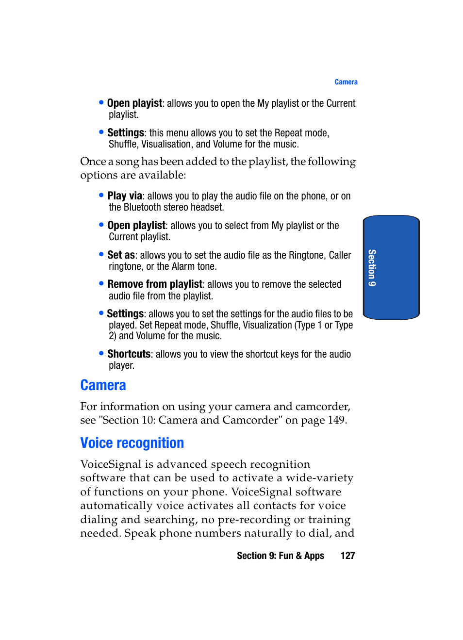 Camera voice recognition, Camera, Voice recognition | Samsung SGH-T619SSBTMB User Manual | Page 131 / 212