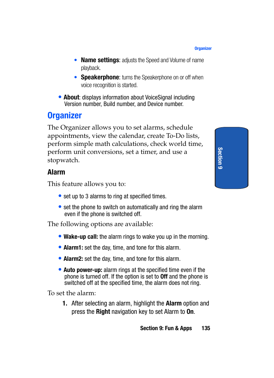 Organizer | Samsung SGH-T619SSBTMB User Manual | Page 139 / 212