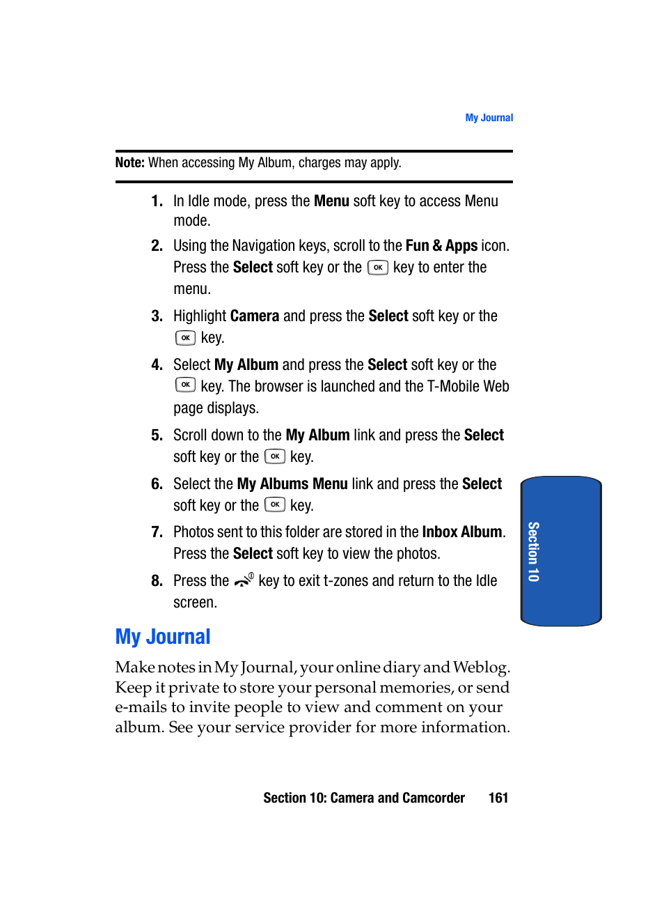 My journal | Samsung SGH-T619SSBTMB User Manual | Page 165 / 212
