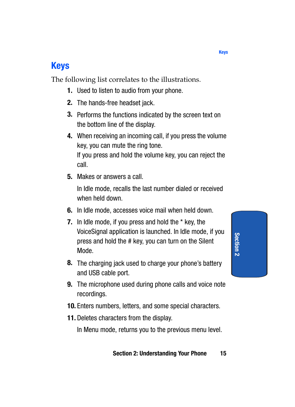 Keys | Samsung SGH-T619SSBTMB User Manual | Page 19 / 212