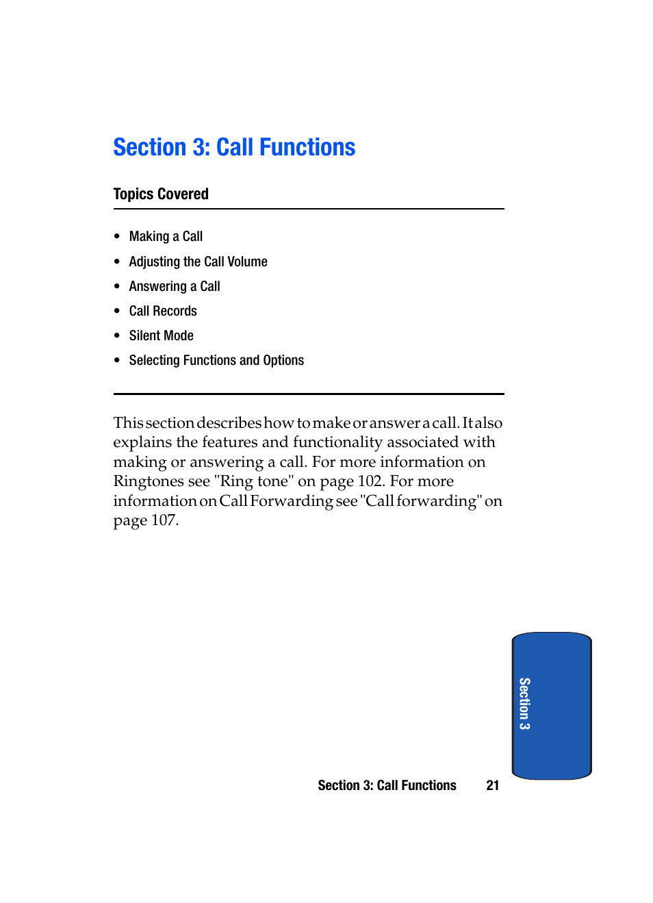 Section 3: call functions | Samsung SGH-T619SSBTMB User Manual | Page 25 / 212