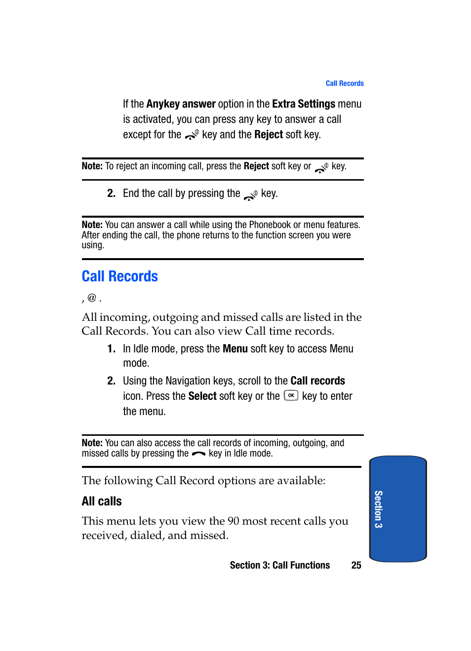 Call records | Samsung SGH-T619SSBTMB User Manual | Page 29 / 212