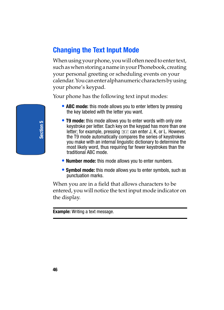 Changing the text input mode | Samsung SGH-T619SSBTMB User Manual | Page 50 / 212