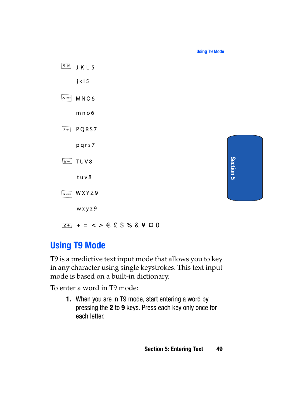 Using t9 mode | Samsung SGH-T619SSBTMB User Manual | Page 53 / 212