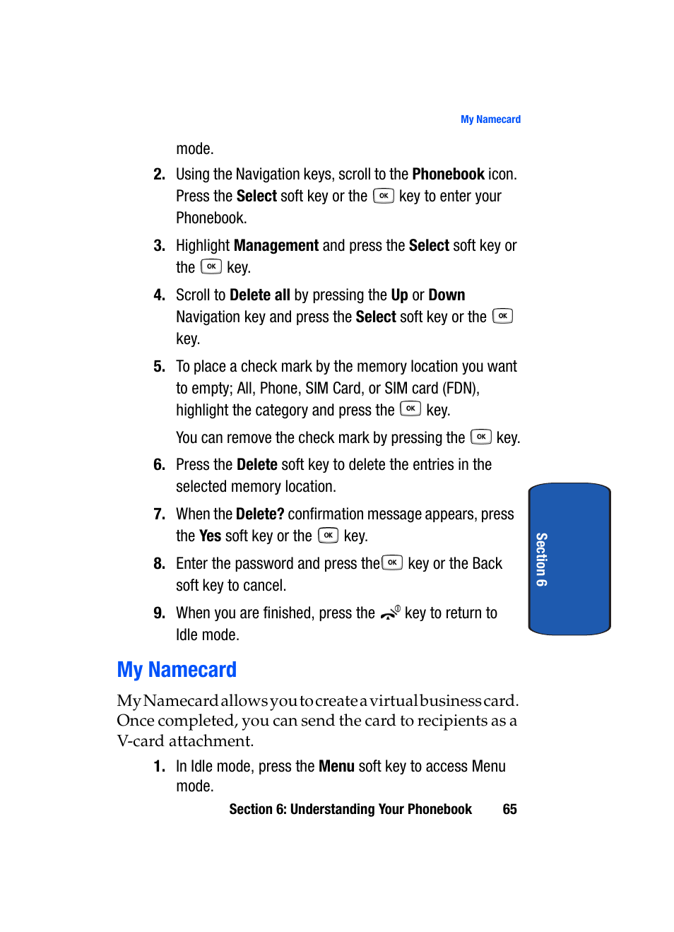 My namecard | Samsung SGH-T619SSBTMB User Manual | Page 69 / 212