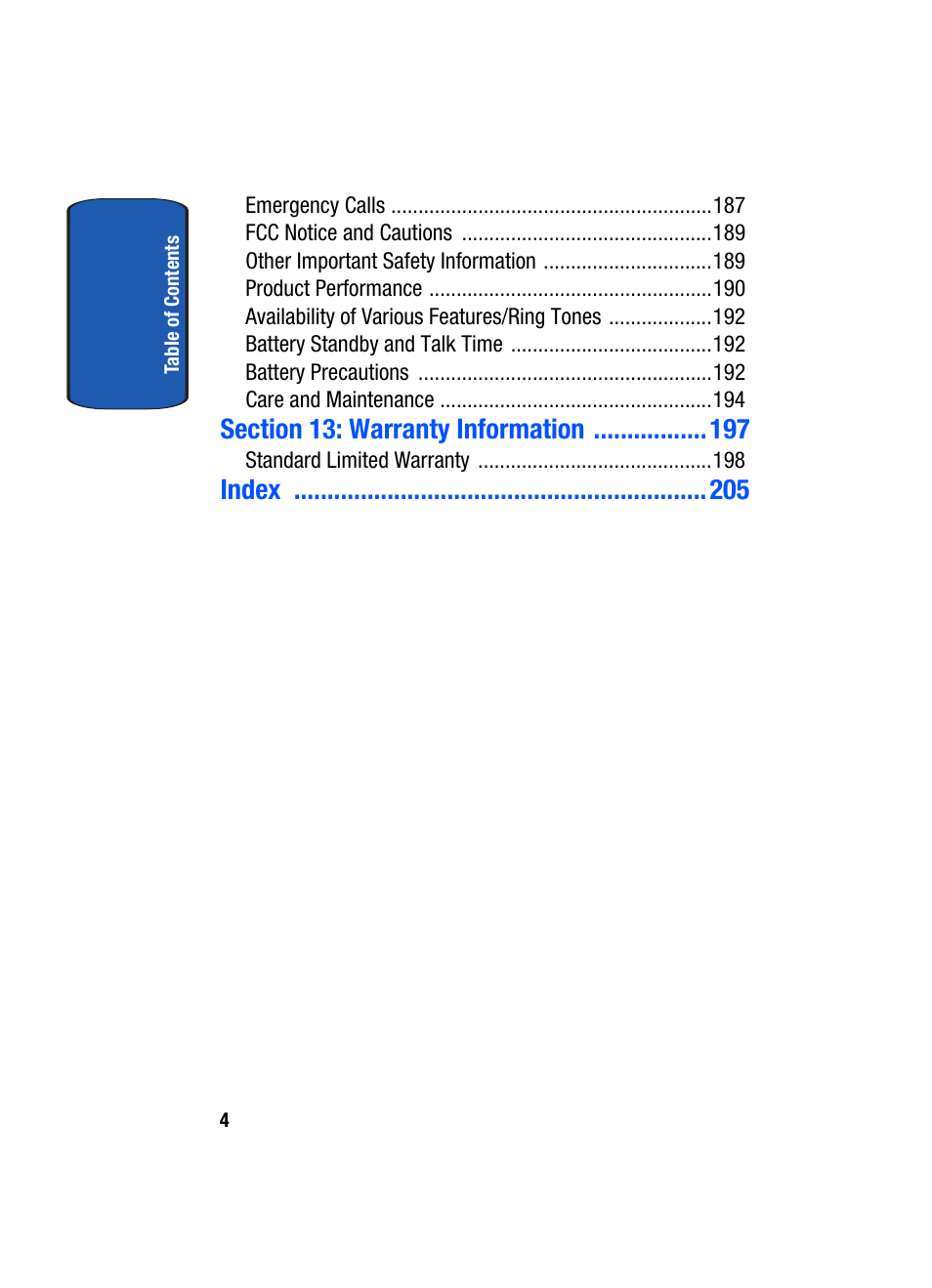 Index | Samsung SGH-T619SSBTMB User Manual | Page 8 / 212