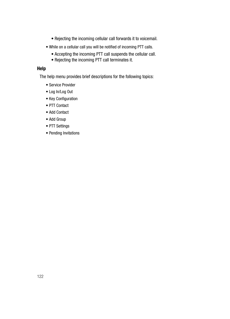 Help | Samsung SGH-D407ZKACIN User Manual | Page 122 / 146