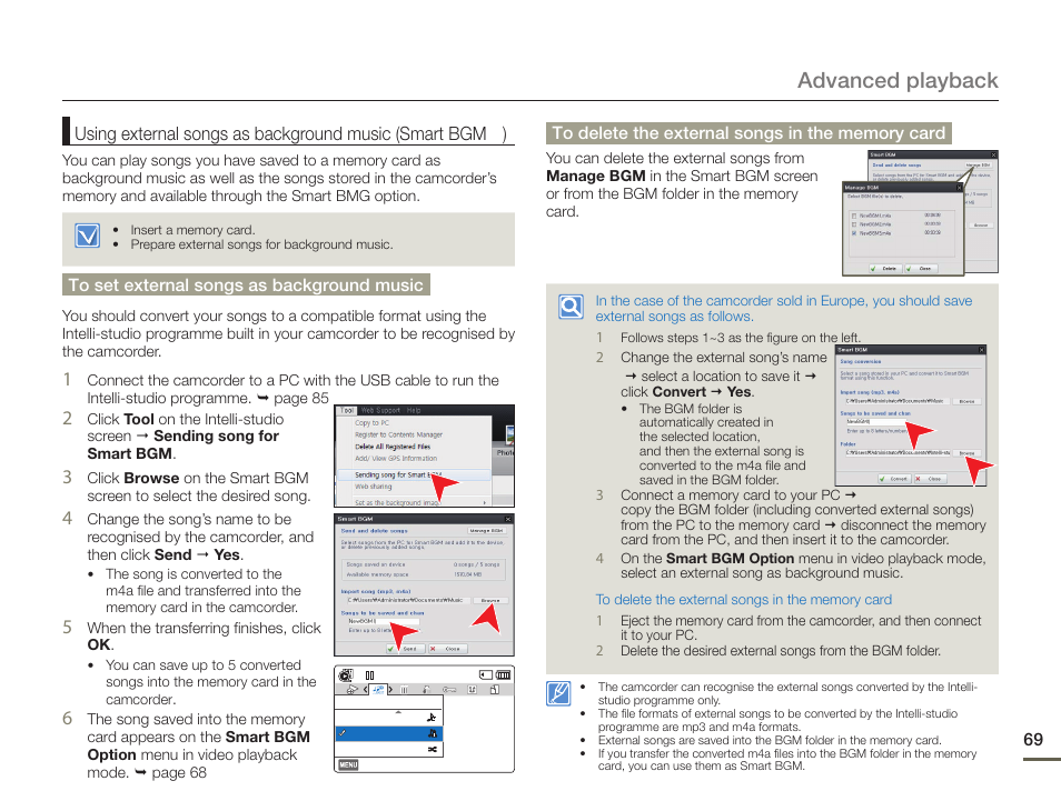 Advanced playback | Samsung HMX-F90BN-XAA User Manual | Page 69 / 110