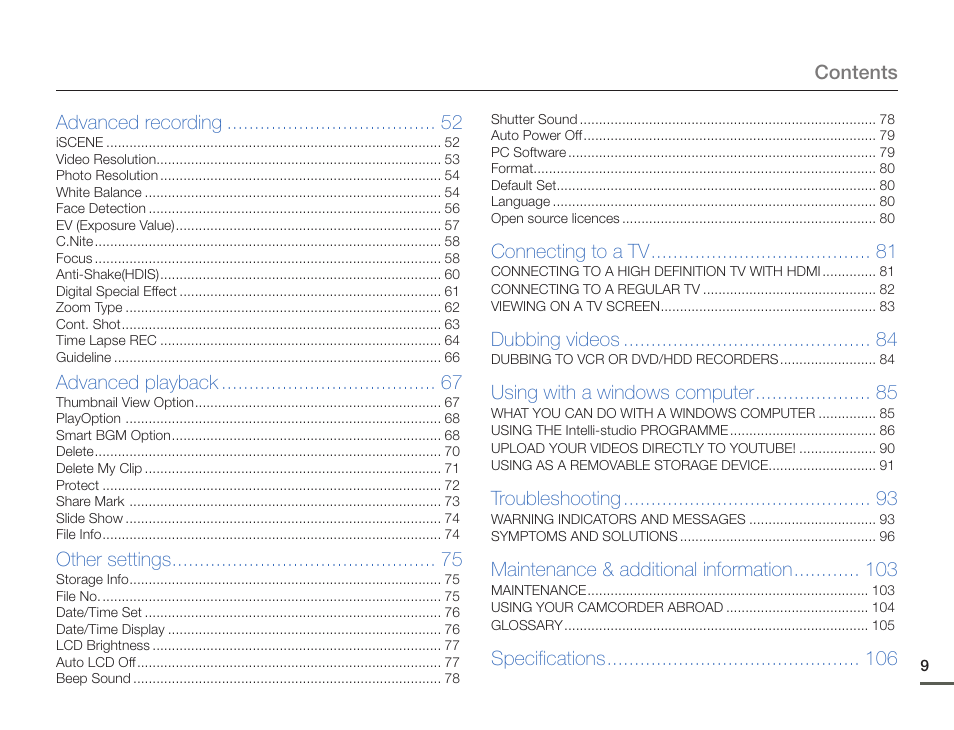 Samsung HMX-F90BN-XAA User Manual | Page 9 / 110