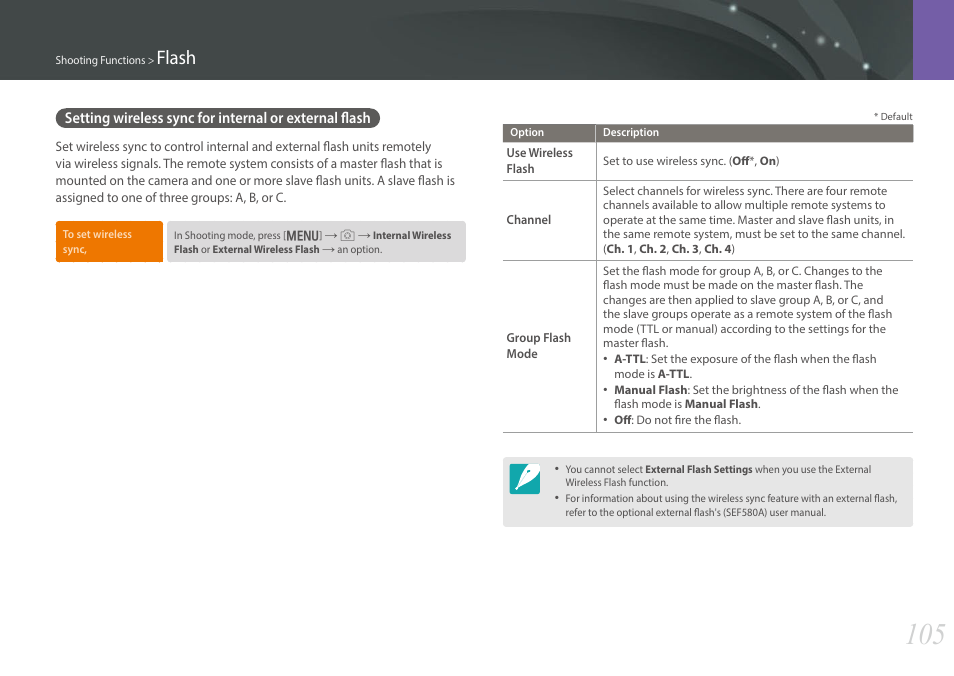 Flash | Samsung EV-NX30ZZBGBUS User Manual | Page 106 / 217