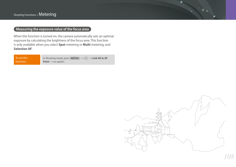 Measuring the exposure value of the focus area, Metering | Samsung EV-NX30ZZBGBUS User Manual | Page 109 / 217
