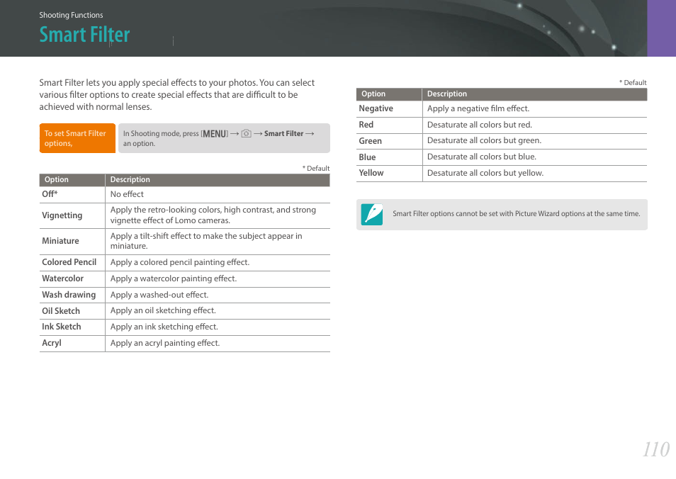Smart filter | Samsung EV-NX30ZZBGBUS User Manual | Page 111 / 217