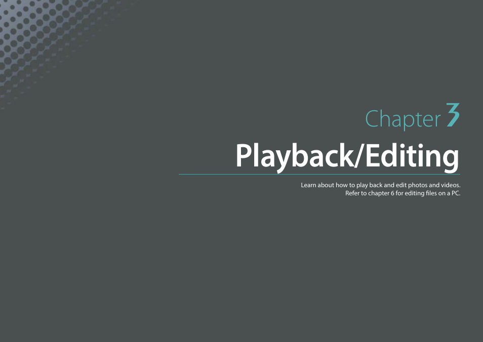 Chapter 3, Playback/editing, Chapter | Samsung EV-NX30ZZBGBUS User Manual | Page 119 / 217