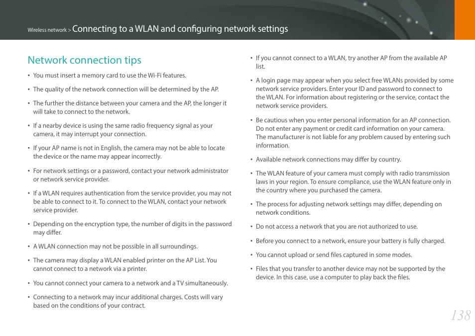 Network connection tips | Samsung EV-NX30ZZBGBUS User Manual | Page 139 / 217