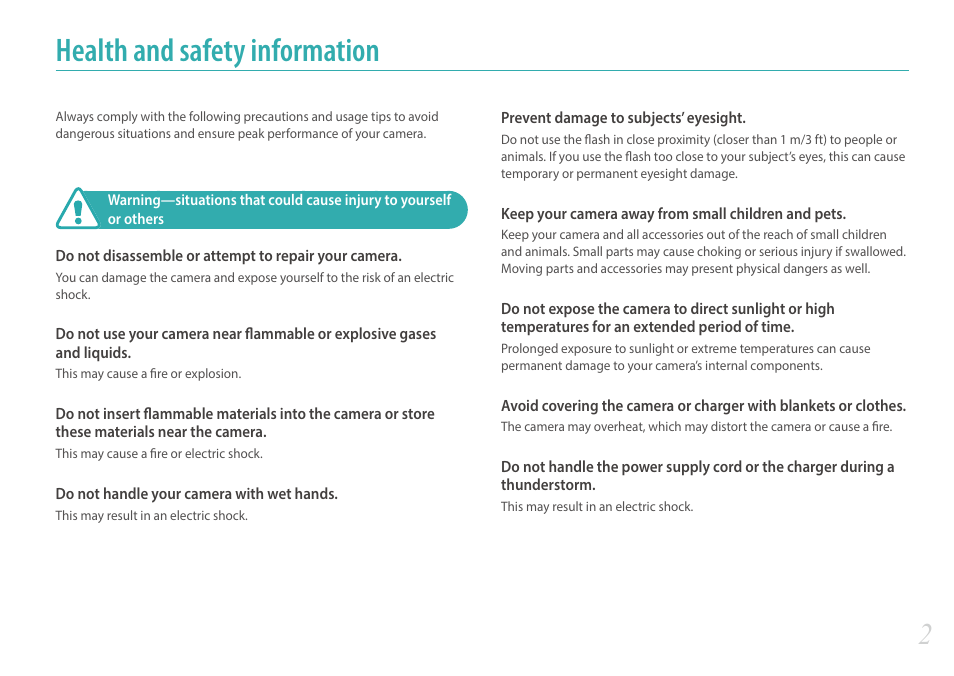 Health and safety information | Samsung EV-NX30ZZBGBUS User Manual | Page 3 / 217