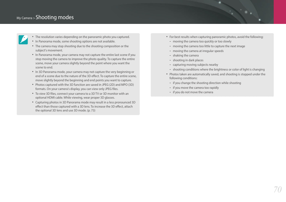 Shooting modes | Samsung EV-NX30ZZBGBUS User Manual | Page 71 / 217