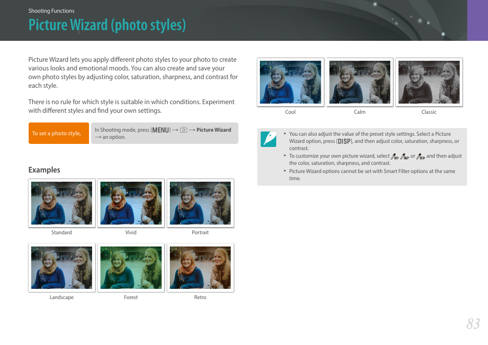 Picture wizard (photo styles) | Samsung EV-NX30ZZBGBUS User Manual | Page 84 / 217