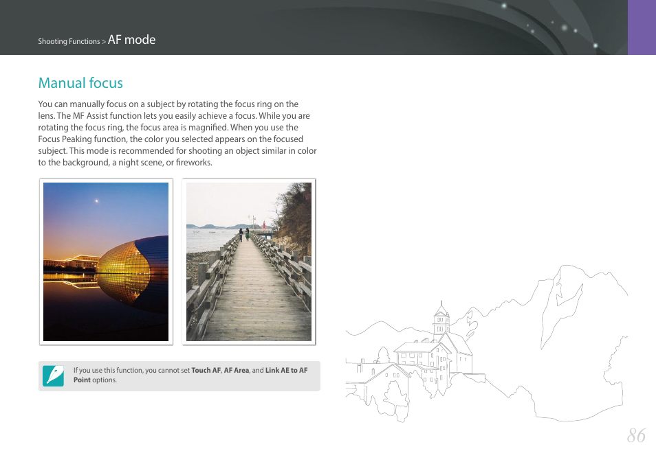 Manual focus | Samsung EV-NX30ZZBGBUS User Manual | Page 87 / 217
