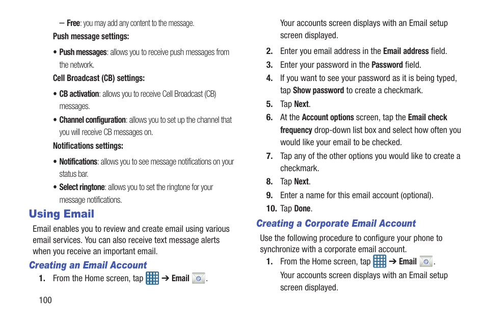 Using email | Samsung SGH-I547ZKAATT User Manual | Page 106 / 230