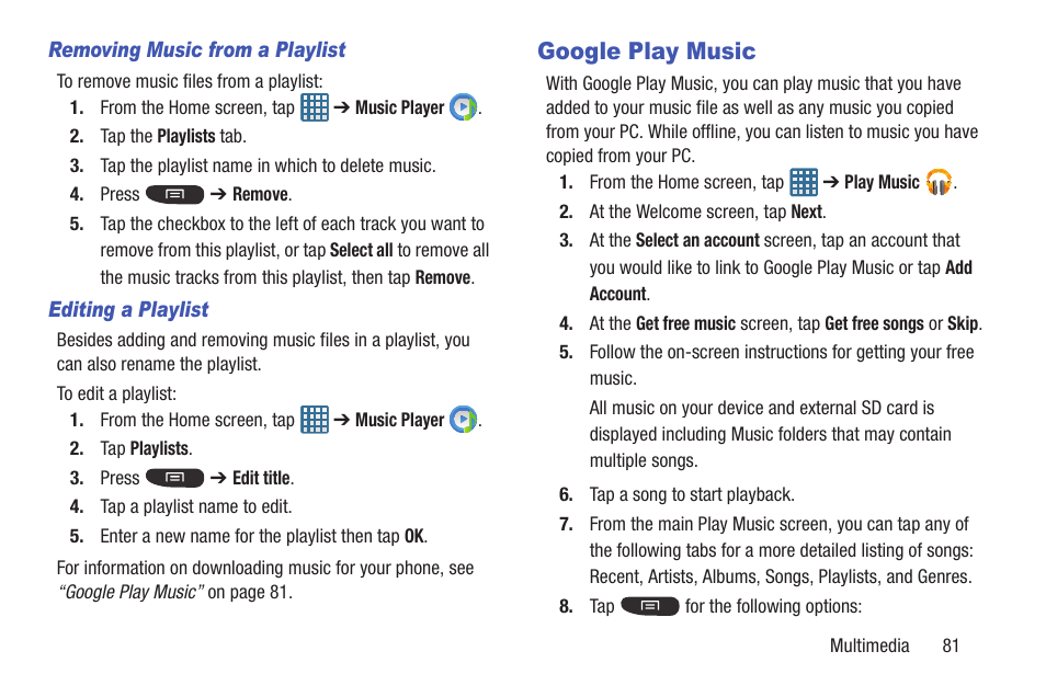 Google play music | Samsung SGH-I547ZKAATT User Manual | Page 87 / 230