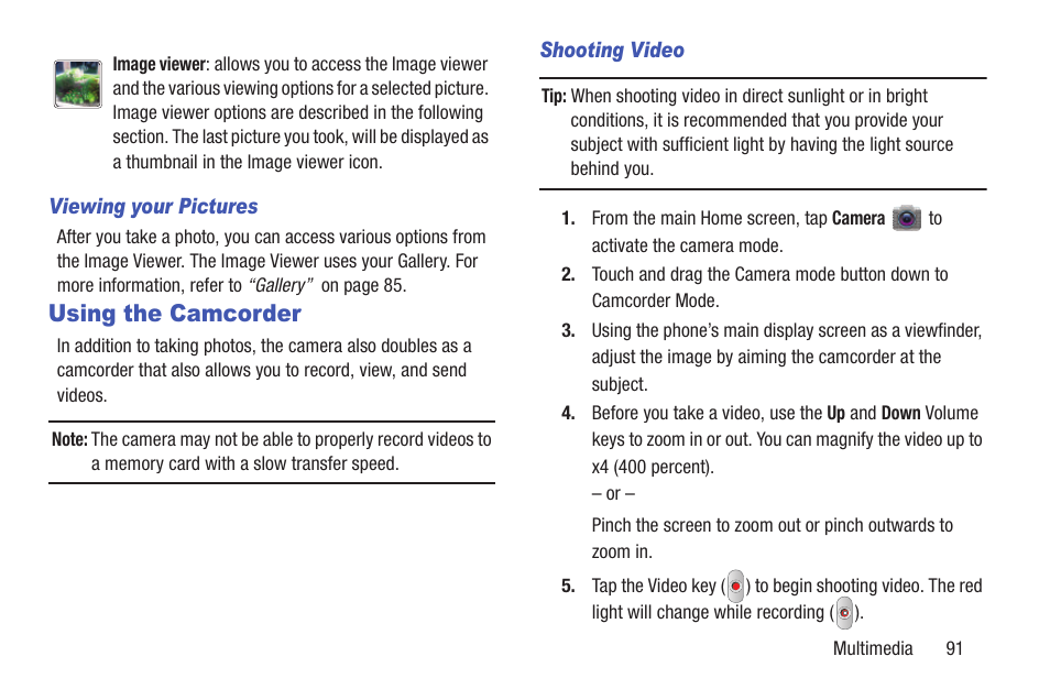 Using the camcorder | Samsung SGH-I547ZKAATT User Manual | Page 97 / 230