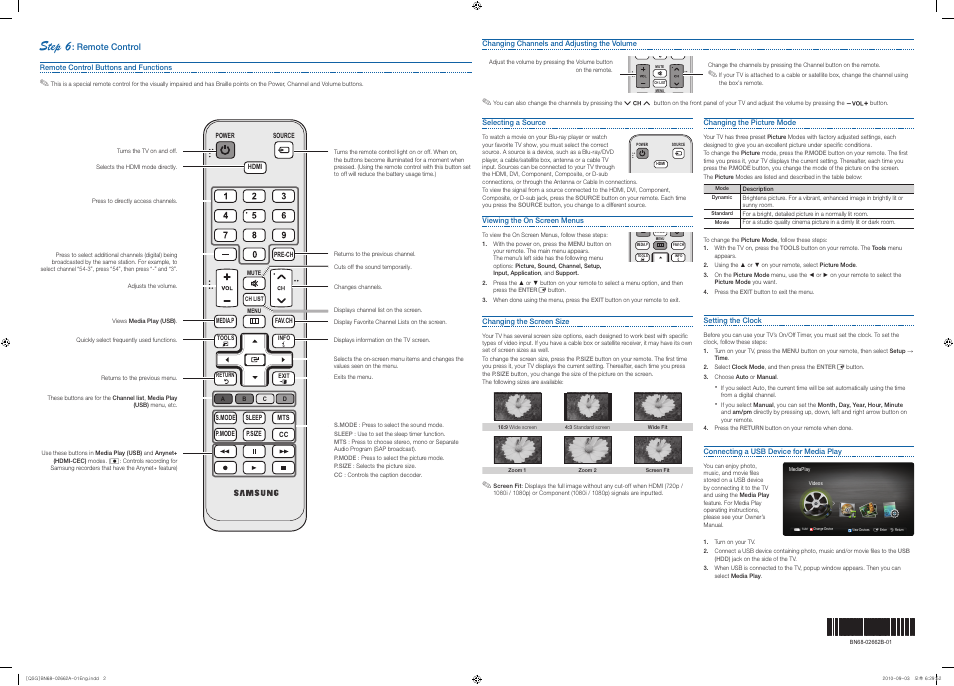 Step 6, Remote control | Samsung UN32C4000PDXZA User Manual | Page 2 / 2