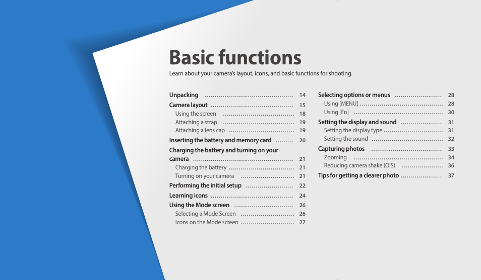 Basic functions, Shooting | Samsung EC-WB2100BPRUS User Manual | Page 14 / 140