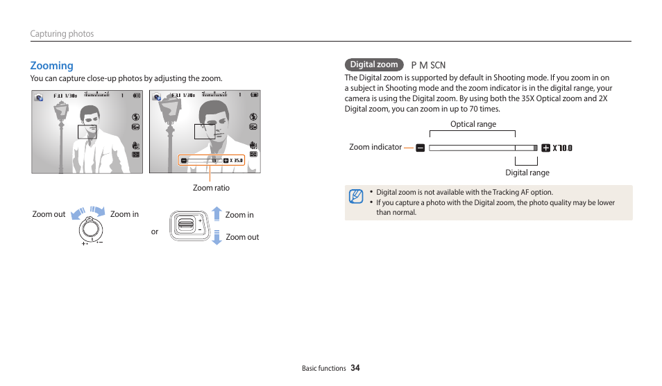 Zooming | Samsung EC-WB2100BPRUS User Manual | Page 35 / 140