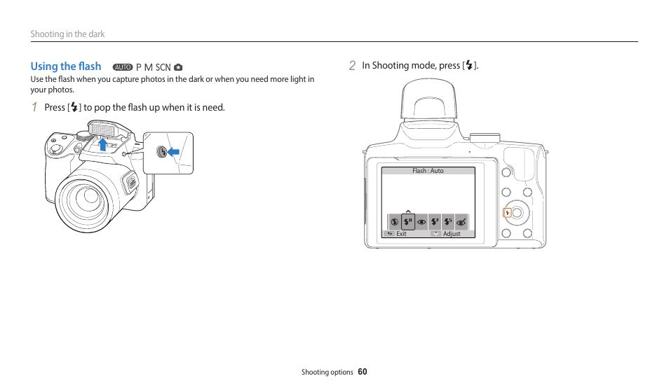 Using the flash | Samsung EC-WB2100BPRUS User Manual | Page 61 / 140