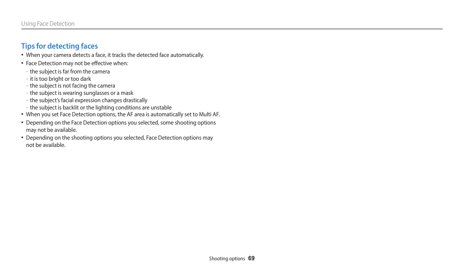 Tips for detecting faces | Samsung EC-WB2100BPRUS User Manual | Page 70 / 140