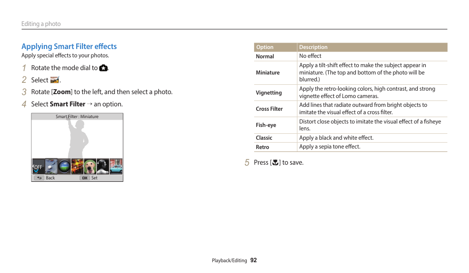 Applying smart filter effects | Samsung EC-WB2100BPRUS User Manual | Page 93 / 140