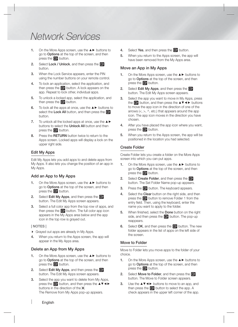Network services | Samsung HT-F6500W-ZA User Manual | Page 44 / 58
