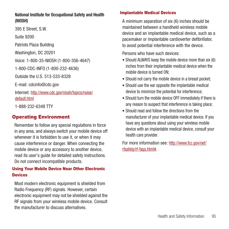 Operating environment | Samsung SPH-M575ZKAVMU User Manual | Page 99 / 113