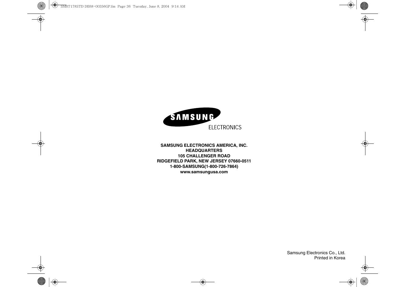 Samsung SMH7178STD-XAA User Manual | Page 36 / 36