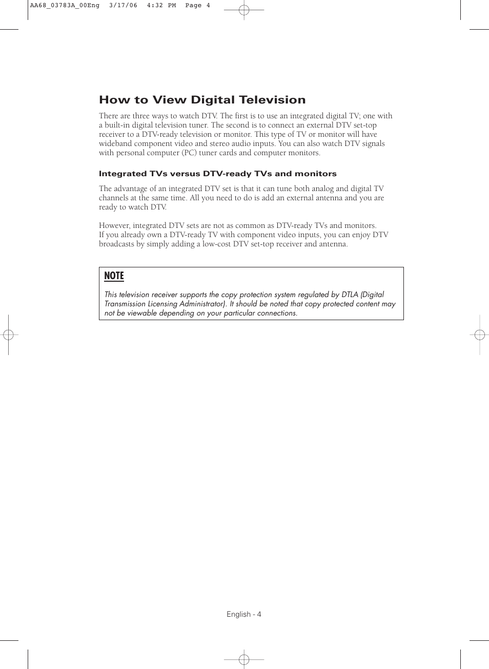 How to view digital television | Samsung TXS2783X-XAA User Manual | Page 4 / 72