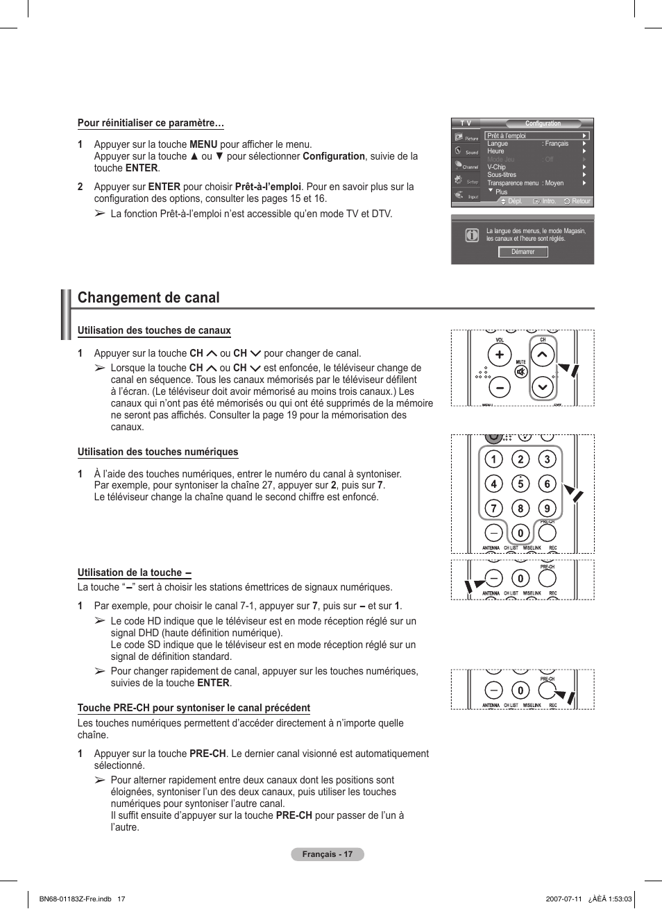 Changement de canal | Samsung FPT5884X-XAA User Manual | Page 101 / 250