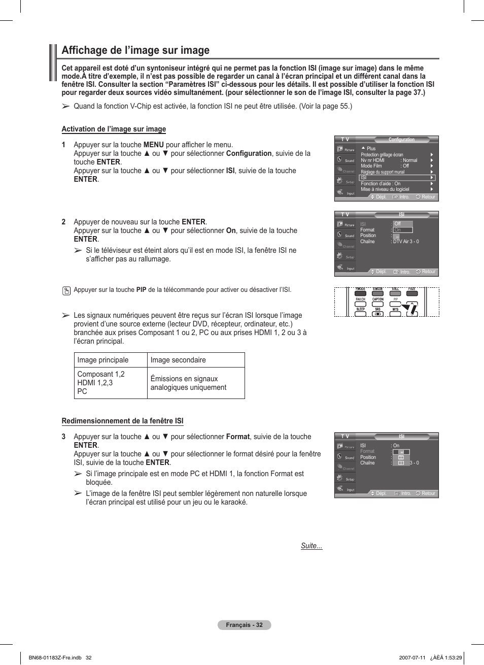 Affichage de l’image sur image | Samsung FPT5884X-XAA User Manual | Page 116 / 250