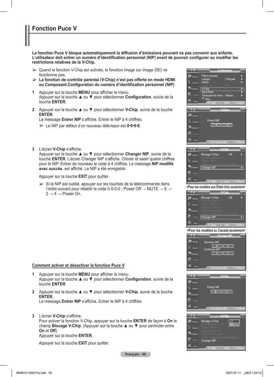 Fonction puce v | Samsung FPT5884X-XAA User Manual | Page 139 / 250