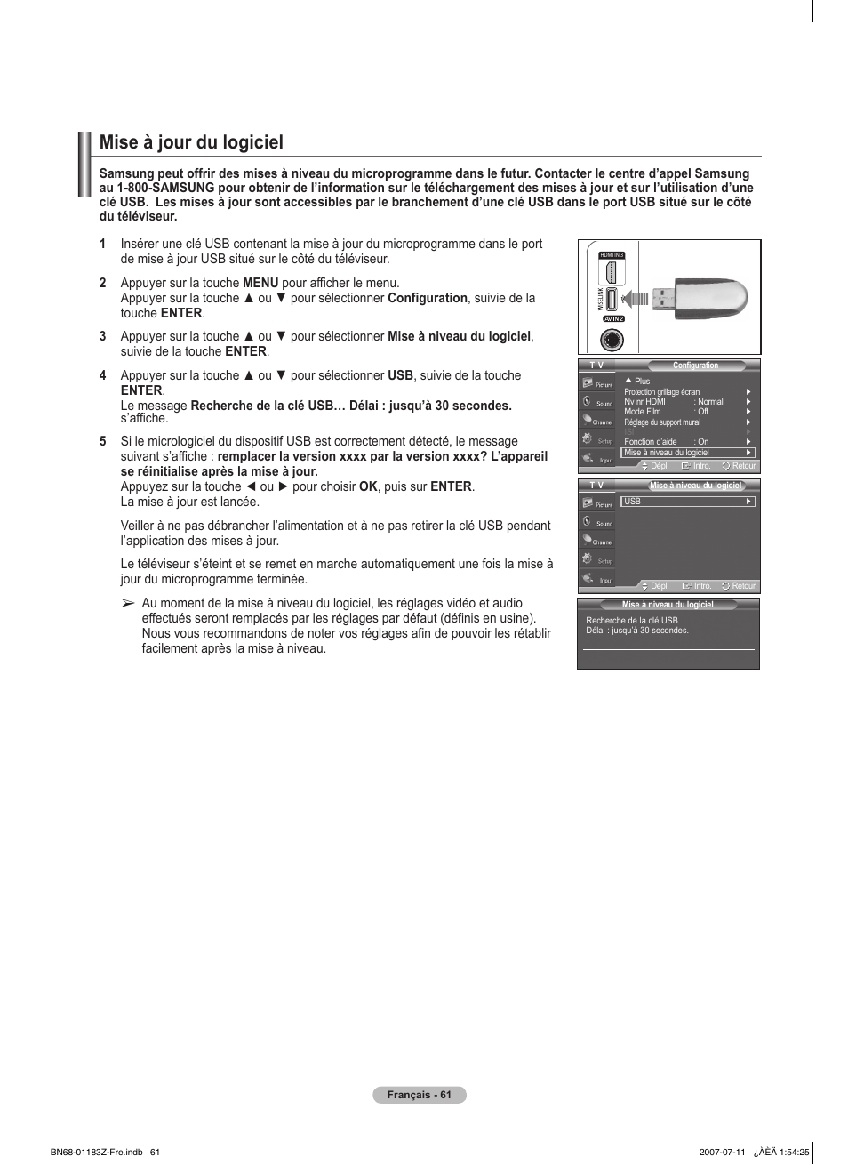 Mise à jour du logiciel | Samsung FPT5884X-XAA User Manual | Page 145 / 250