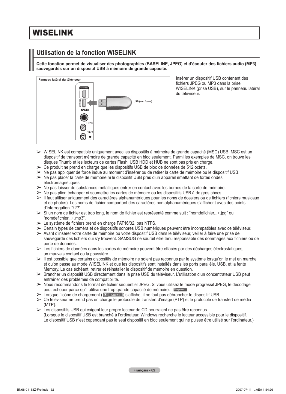 Wiselink, Utilisation de la fonction wiselink | Samsung FPT5884X-XAA User Manual | Page 146 / 250