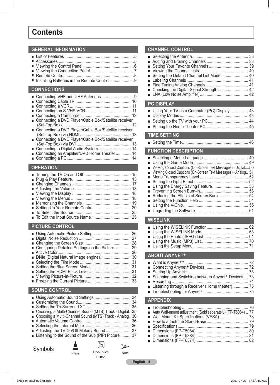 Samsung FPT5884X-XAA User Manual | Page 4 / 250