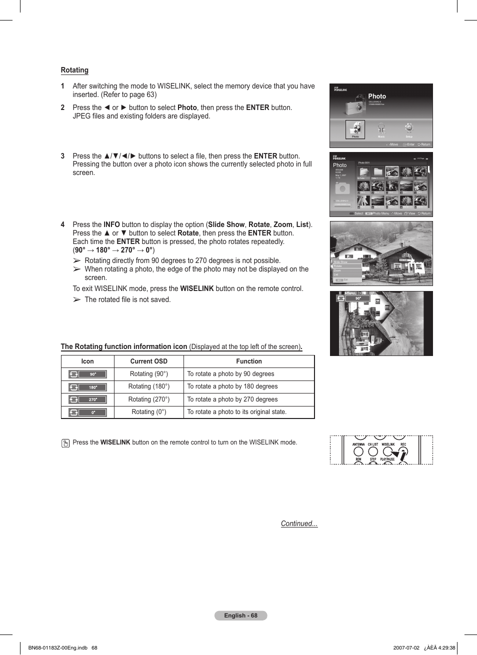 Continued, Displayed at the top left of the screen) | Samsung FPT5884X-XAA User Manual | Page 68 / 250